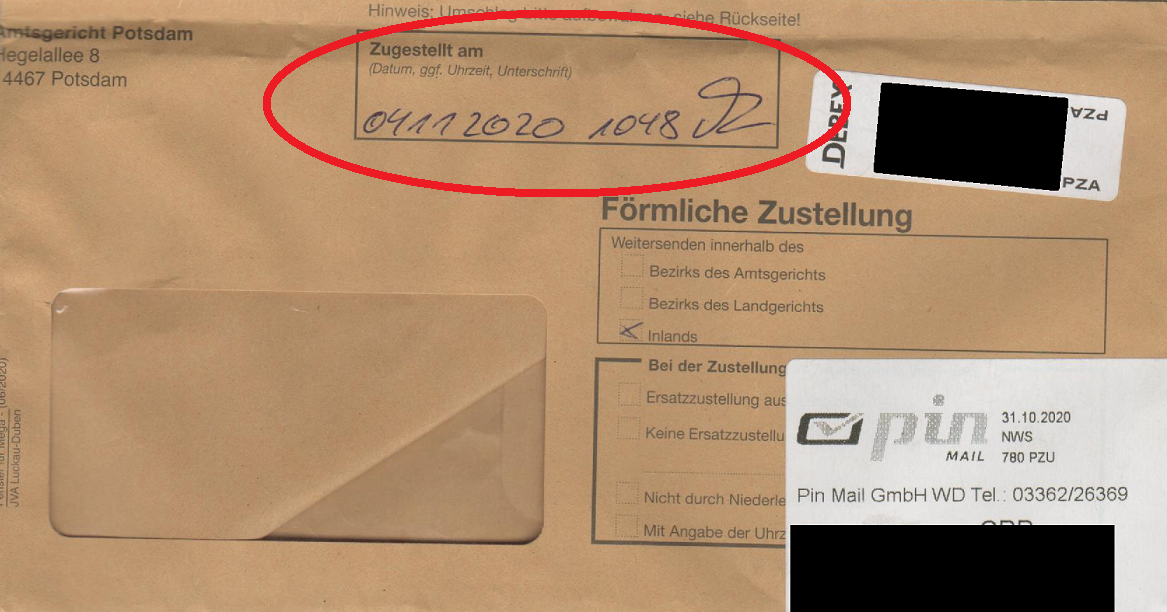 Postzustellung datum